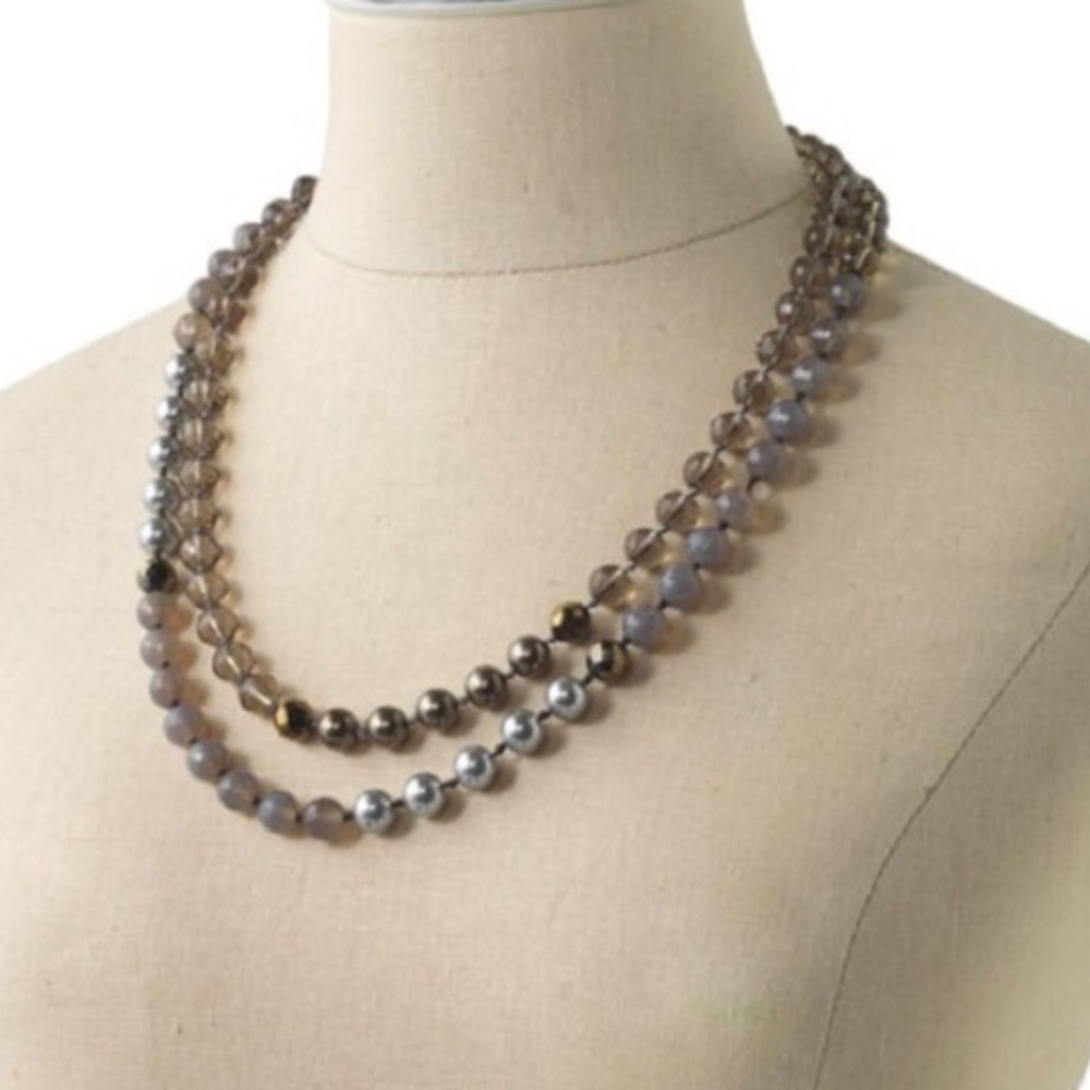 Stella & Dot | Glorious Gloria Smokey Quartz + Pearl Beaded Necklace - Picture 4 of 10